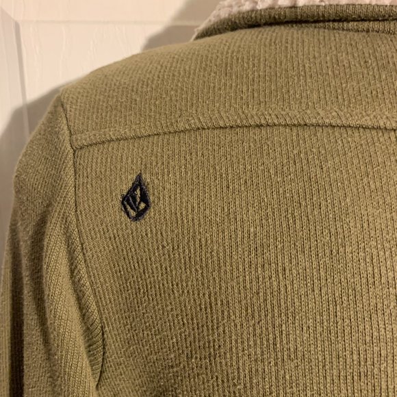Volcom Army Green Fleece Lined Size Medium Fall Winter Coat Military Jacket - Picture 6 of 10